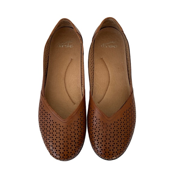 Dansko Shoes - Dansko Brown Nappa Leather Perforated Ballet Flat (Beach Coast Cottage Nautical)